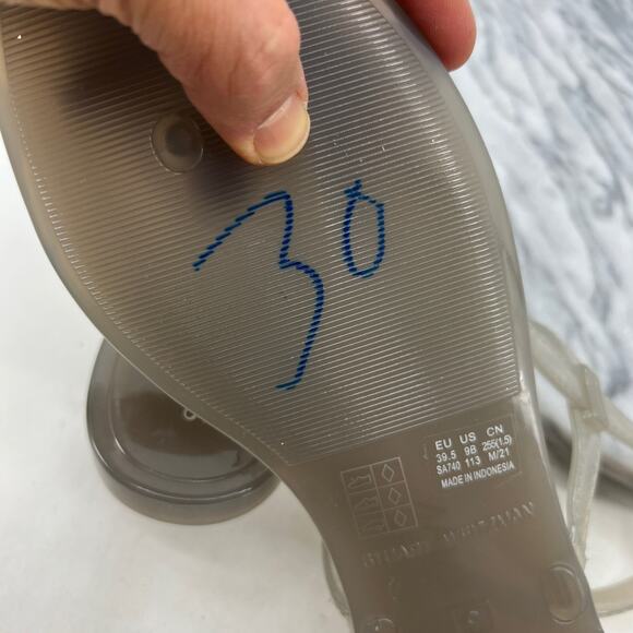 Stuart Weitzman Womens 9 Sandals Opaque Grey Summer Jelly Flat Thong Strappy - Picture 10 of 13